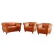 Conjunto Realeza Sofá com Poltronas Chesterfield Decoração Sala Recepção - Veludo Terracota