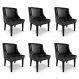 Kit 6 Cadeiras Decorativas Sala de Jantar Base Fixa de Madeira Firenze PU Preto Brilho G19 - Gran Belo