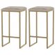 Kit 2 Banqueta Decorativa Billie Base Gold Suede Cappuccino G41 - Gran Belo