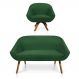 Kit 01 Namoradeira 02 Lugares e 01 Poltrona Giratória Giovana Suede Verde Base Madeira MM30 - D'Rossi