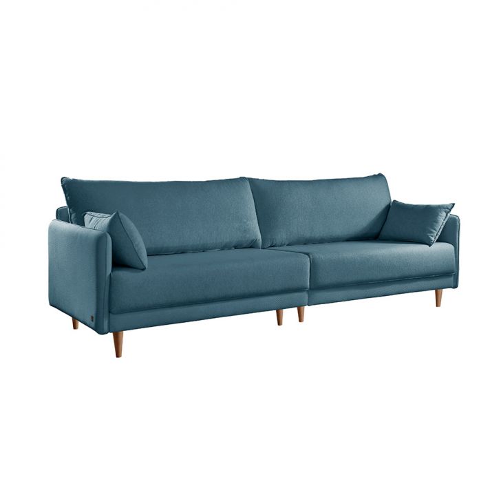 Sofá 3 Lugares Bipartido Vittro Linho Azul 220 Cm