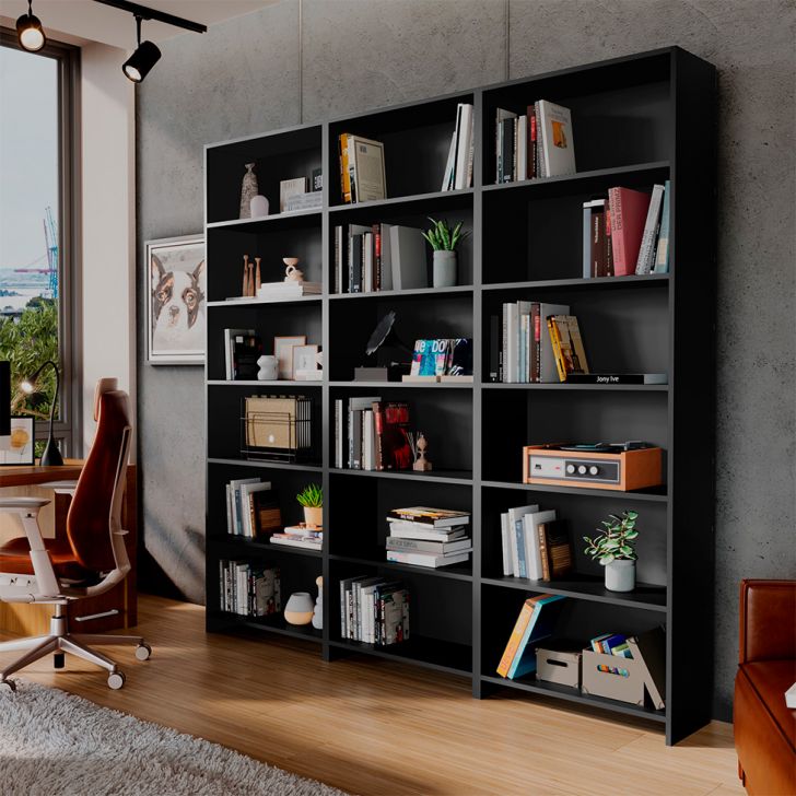 Conjunto Com 3 Estantes Madalena Preto