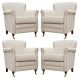 Kit 04 Poltronas Decorativas Sala de Estar Brunei Pés Príncipe Off White Couro G58 - Gran Belo