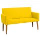 Namoradeira Decorativa Para Sala Nina Suede Amarelo Pé Castanho - Clique E Decore