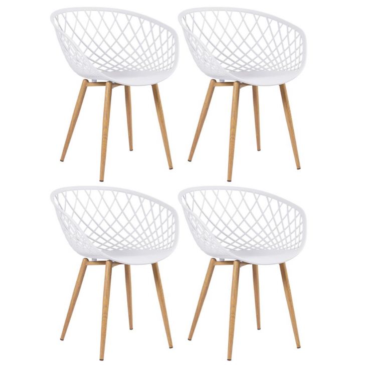 Kit 4 cadeiras Clarice Nest Sidera com apoio de braços Branco