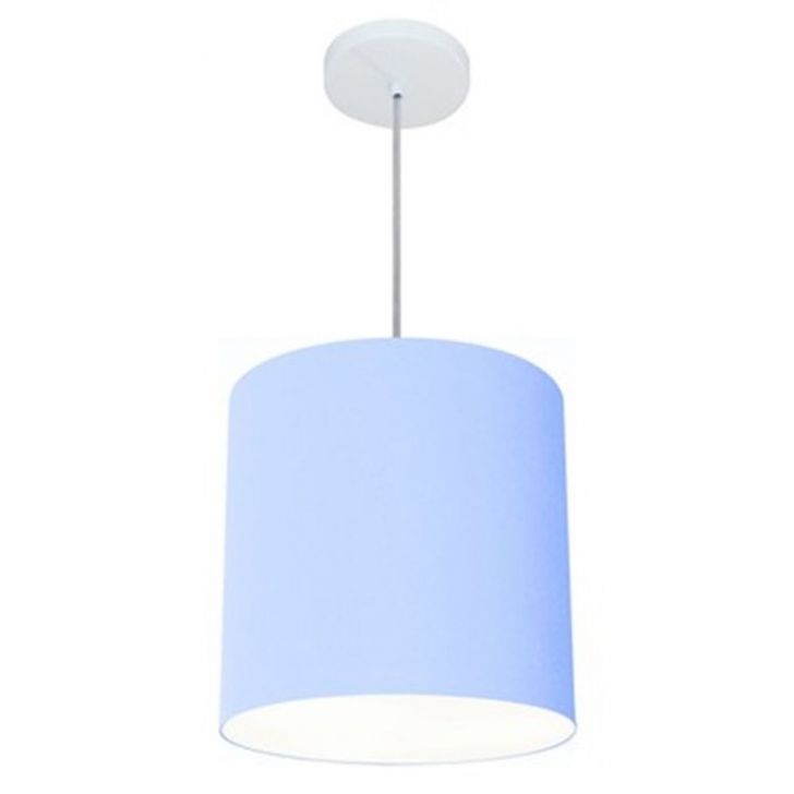 Pendente Cilíndrico Md-4036 Cúpula em Tecido 30x31cm Azul Bebê - Bivolt