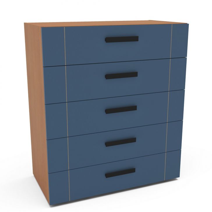 Cômoda Lisboa 5 Gavetas Freijó e Azul