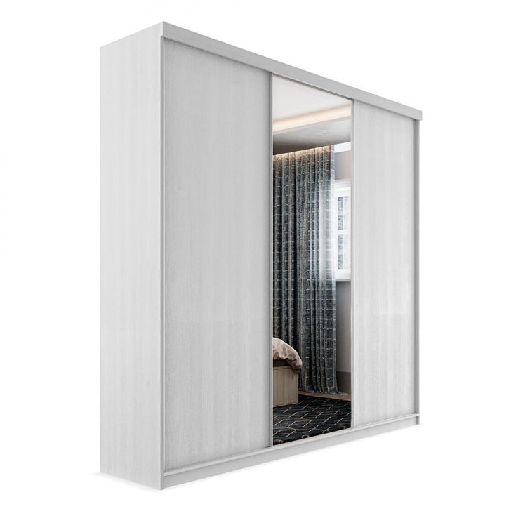 Image of Guarda-roupa Casal Com 1 Espelho Lugano 3 Portas 4 Gavetas Branco PLA-RR985CL23REUMOB