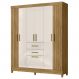 Guarda Roupa Malta Quarto Casal com 6 Portas e 2 Gavetas Freijo/Off White