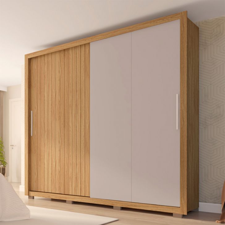Image of Guarda-roupa Casal Moviment 2 Portas 4 Gavetas Buriti E Fendi PLA-MO895CL23WJWMOB
