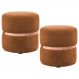 Kit 2 Puffs Decorativos Com Cinto Rosê Round B-262 Veludo Laranja - Domi