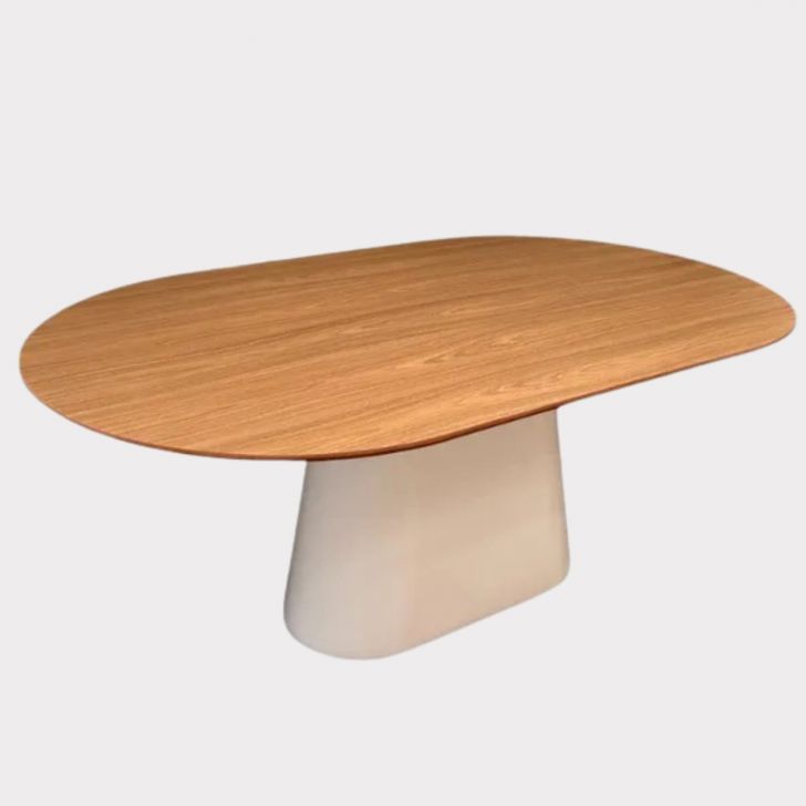 Mesa de Jantar Cone Oval Oblongo 180x100 cm Base Laqueado Tampo Freijó