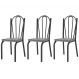 Kit 03 Cadeiras Tubular Preto Fosco 121 Assento Platina