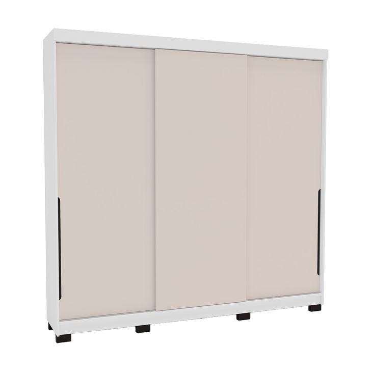 Guarda-roupa Casal Madrid 3 Portas 4 Gavetas Branco E Creme