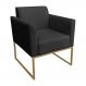 Poltrona Decorativa Base Industrial Dourada Maressa S07 Suede Preto - Ibiza