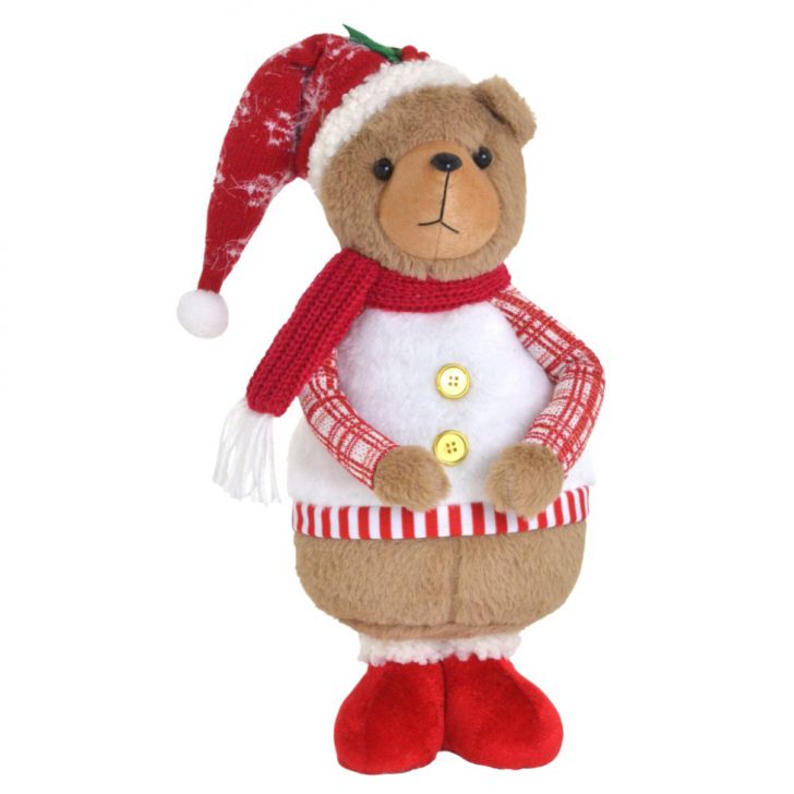Enfeite Natalino Espressione Urso Marrom Claro e Branco 42 cm