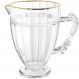 Jarra Cristal Lyor 1,3L Fio de Ouro Imperial Alça para Servir Água Sucos Vitaminas