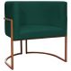Poltrona Decorativa Para Sala Recepção Manicure Escritório Luna Suede Verde Base de Ferro Bronze