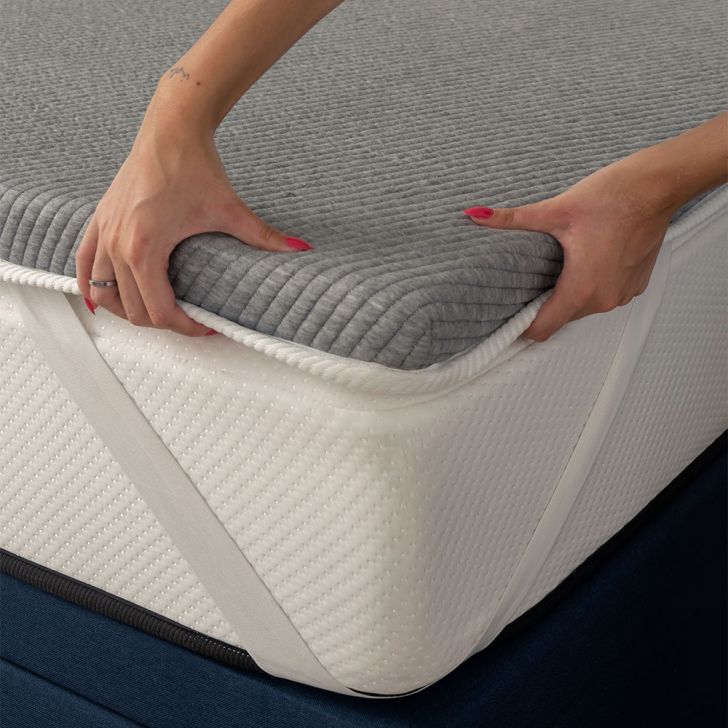 Pillow Top Solteiro Guldi Dream Espuma D50 Viscoelástica Com Alça (5x88x188) Branco E Cinza