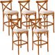 Kit 05 Banquetas Altas Cozinha Bancada Bar Sala de Jantar Estofada Ávila L02 Suede Bege - Lyam