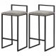 Kit 2 Banqueta Decorativa Selena Base Preta Veludo Cinza G41 - Gran Belo