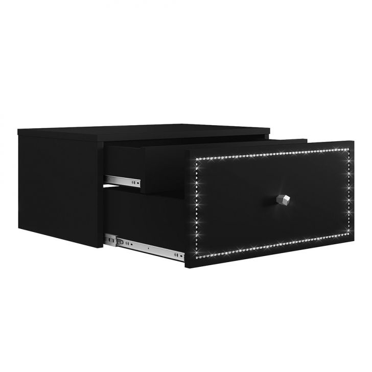 Mesa De Cabeceira Strass 2 Gavetas Preta