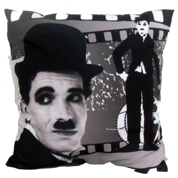 Almofada Impressão Digital Charlie Chaplin Preto e Branco 42x42cm Uniart