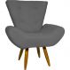 Poltrona Decorativa Para Sala, Escritório, Recepção Emilia Suede Cinza Pé Castanho - Clique E Decore