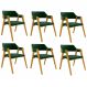 Kit 6 Cadeiras Sala de Jantar e Jogos Carteados Madeira Maciça Poker Veludo Verde/Mel G42 - Gran Belo