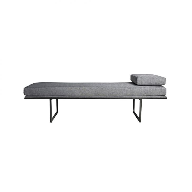 Banco | Banqueta 2 Lugares Galli Linho Cinza e Preto 160 cm