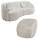 Sofá Decorativo 3 Lugares 240cm com Almofadas e Poltrona Zion M22 Bouclê Branco - Mpozenato