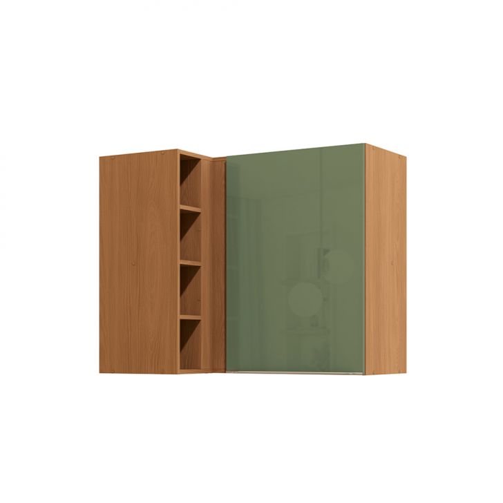 Armário Aéreo de Canto Vibra 1 Porta Canela e Verde Pistache 98 cm