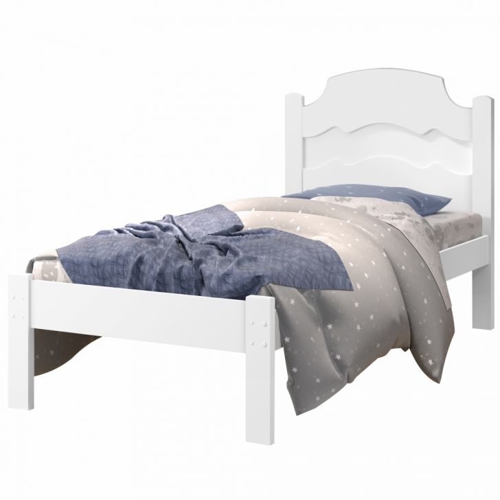 Cama Solteiro Iris Branco e Azul Branco