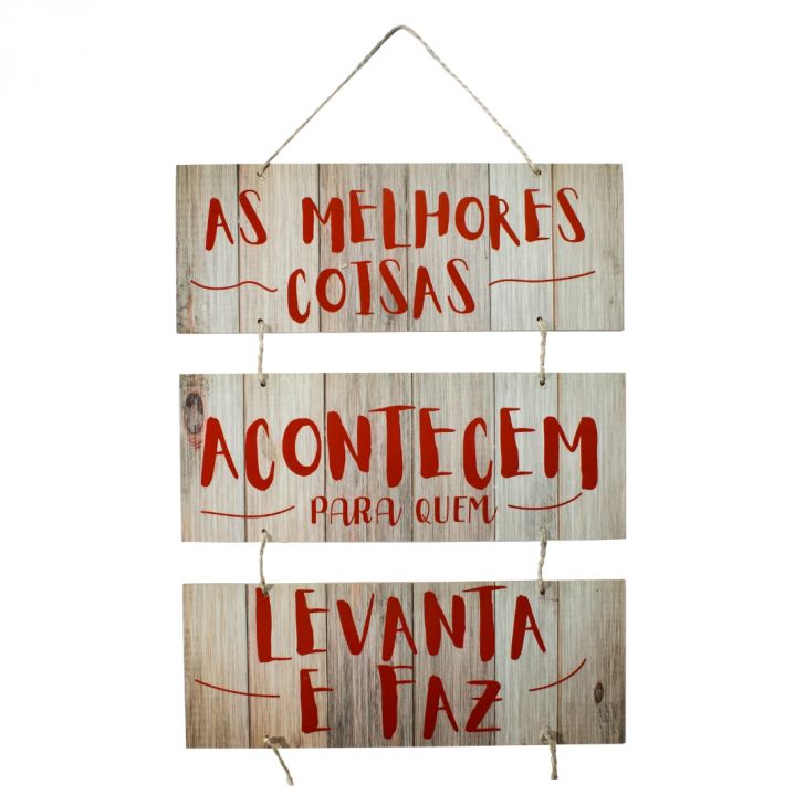 Placa Decorativa Frases Melhores Coisas Com Corda 70x40 Cm