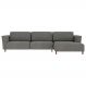 Sofá 370cm com Chaise Direita Franz Suede Grafite G52 - Gran Belo