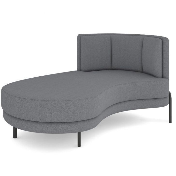 Chaise Longue Divã 164cm Braço Esquerdo Logus D06 Bouclê Cinza - Mpozenato