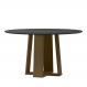 Mesa de Jantar Isabela 135x135 Imbuia/Preto Tampo em MDF com Vidro - New Ceval