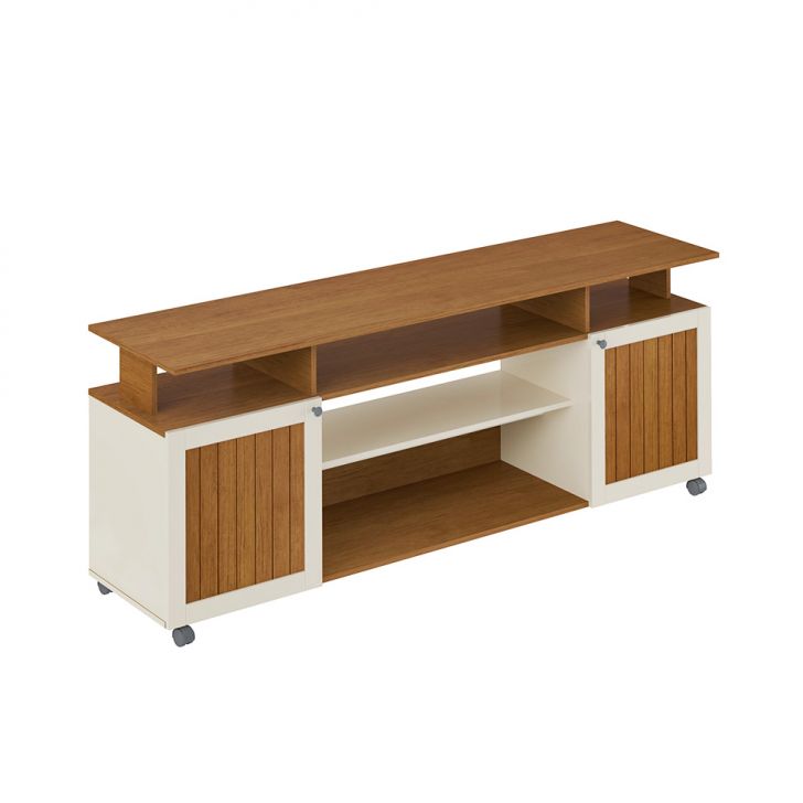 Rack para TV até 75 Polegadas Ipanema 2 PT Cinamomo e Off White