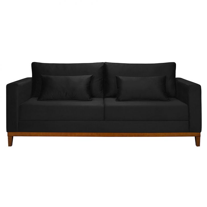 Sofá 3 Lugares Bahamas Suede Preto 230 Cm