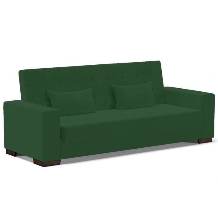 Sofá Cama Decorativo 210cm Beesley Veludo Verde G19 - Gran Belo
