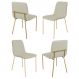 Conjunto 4 Cadeiras Malu Linho Palha Metal Dourado
