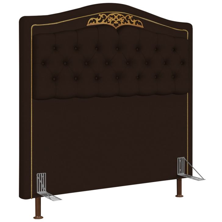 Cabeceira Cama Box Casal Queen 160cm com Tachas Imperial J02 Sintético Marrom Escuro - Mpozenato