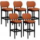 Kit 05 Banquetas Alta Bar Cozinha Sala Jantar Fixa Betta L02 Preto Tecido Terracota - Lyam Decor