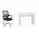 Conjunto de Mesa Mendes Branca 2 GV com Cadeira de Escritório Secretária Giratória Javix Preta