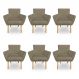 Kit 6 Poltronas Decorativa Leticia Suede Marrom Rato Pés Palito Castanho - Pallazio
