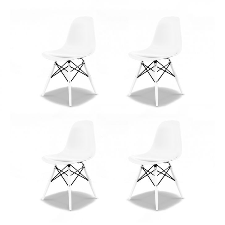 Conjunto com 4 Cadeiras Eames DSW Branco