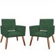 Kit 02 Poltronas Decorativas Camila Pés Palito Suede Verde - DS Estofados