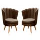 Kit 02 Poltronas Decorativa Pétala Pés Palito - Veludo Marrom