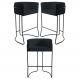 Kit 3 Banquetas Decorativas Base Aço Preto Betina C-05 Corano Black - Domi