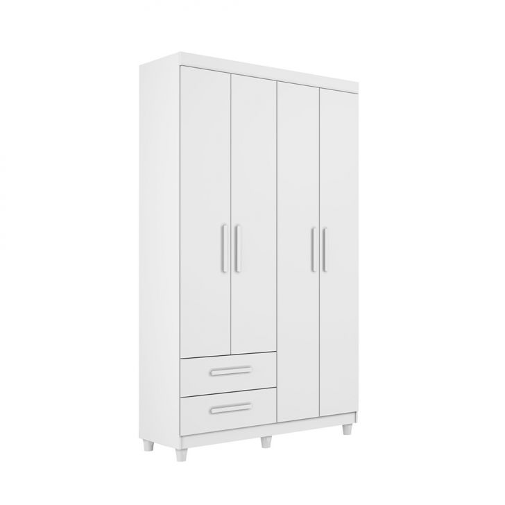 Guarda-roupa Solteiro Canadá Plus 4 Portas 2 Gavetas Branco